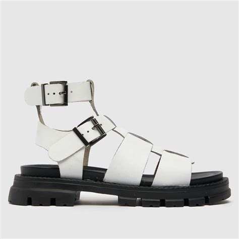 Womens White Schuh Trace Leather Chunky Sandals Schuh