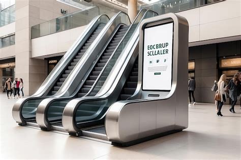 Premium Photo Outdoor Escalator Ad Screen Mockup With Blank White