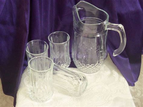 Cristal D Arques Longchamp Pitcher 4 Tumblers Iced Tea Lemonade Set