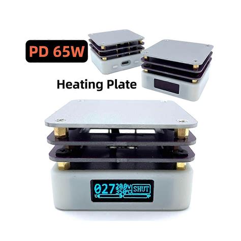 Pd W Mini Hot Plate Preheater Oled Display Pcb Board Soldering Heating Plate Rework Station