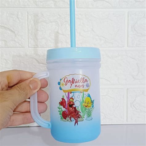 Caneca Baby Jateada Ml Ariel Pequena Sereia Elo