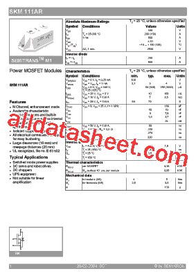 Skm Ar Datasheet Pdf Semikron International