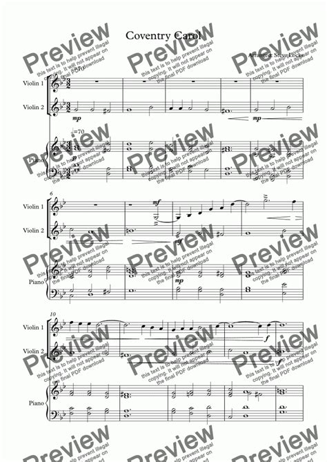 Coventry Carol Piano And 2 Violins Score And Parts Sheet Music