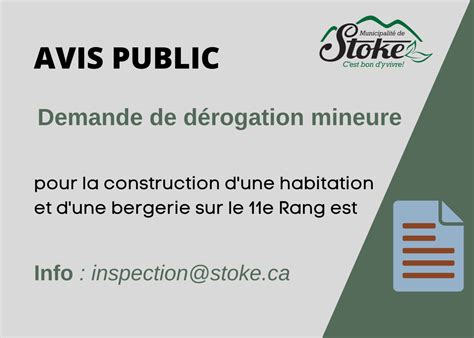 Avis Public Demande De D Rogation Mineure La Municipalit De Stoke