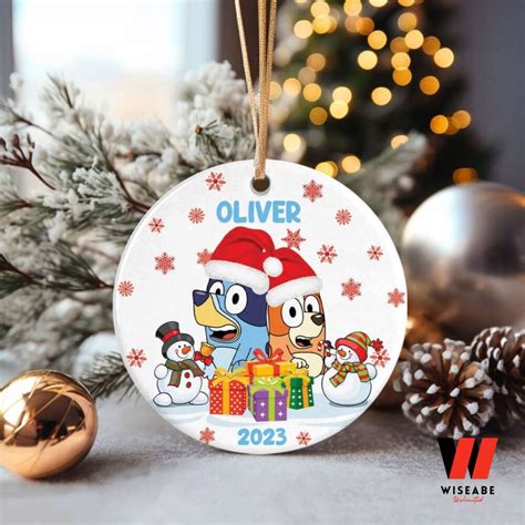 Custom Christmas Bluey Bingo Ceramic Ornament, Bluey Family Christmas ...