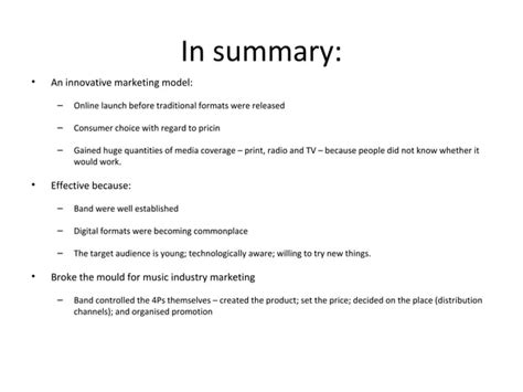 Radiohead In Rainbow Marketing Strategy Ppt