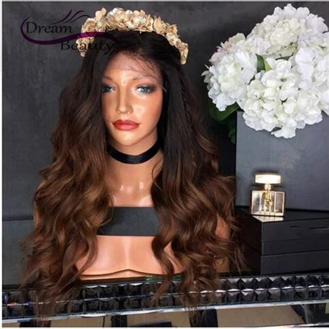 180 Ombre Human Hair Wigs Body Wave Two Tone 1b 33 Ombre Glueless Lace