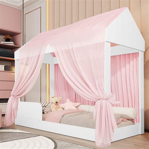 Cama Casinha Montessoriana Infantil Voal Rosa Crystal Loja Tigo