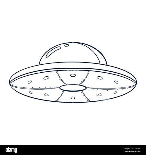 Linienkunst UFO Illustration Symbol für den Umriss einer fliegenden