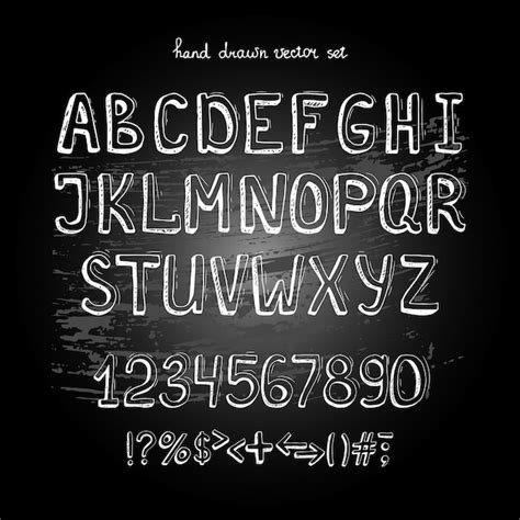 Free Vector Chalkboard Vector Hand Drawing Alphabet White Letters On