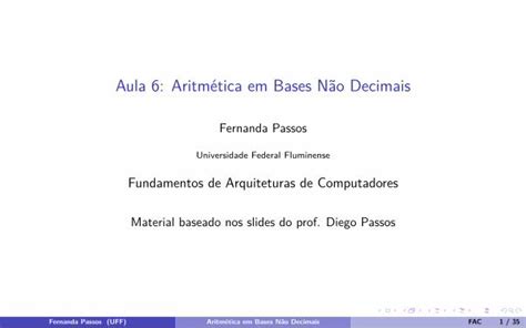 PDF Aula 6 Aritmética em Bases Não Decimaisfernanda 2016 1 FAC aulas