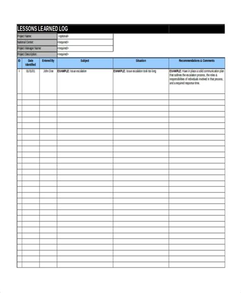 11+ Learning Log Templates in Word | Google Docs | Google Sheets ...