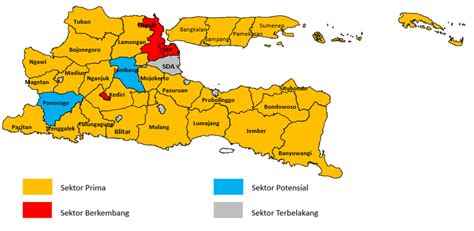 Map Of Agriculture Sectors In East Java Based On The Combination Of