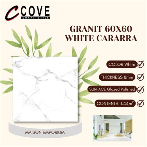 Jual Granit X Cove White Carrara Glazed Polished Glossy Corak