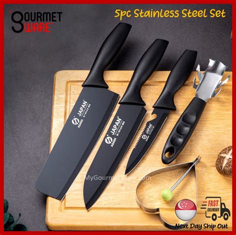 Sg Stock Asakh Japan Stainless Steel Kitchen Knife Set Lazada Singapore