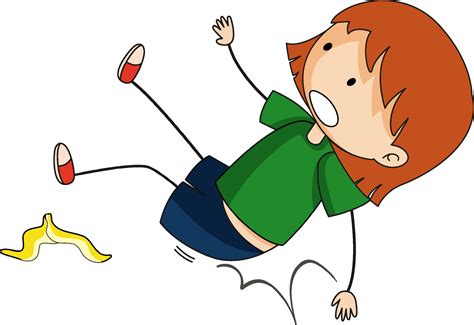 doodle cartoon character   girl falling   vector art