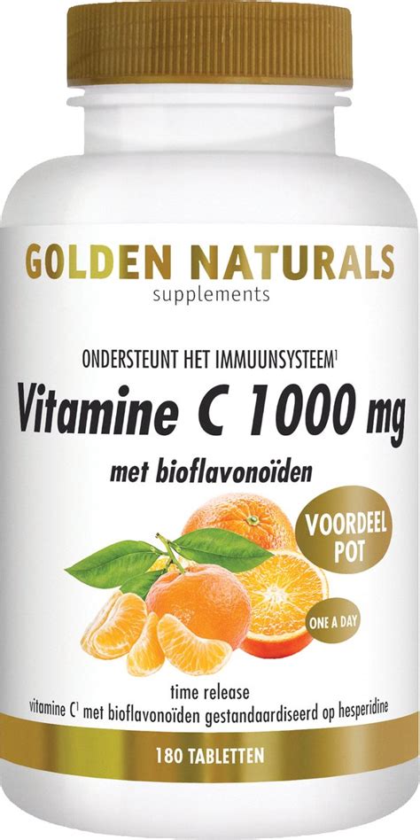 Golden Naturals Vitamine C 1000mg met bioflavonoïden 180 veganistische