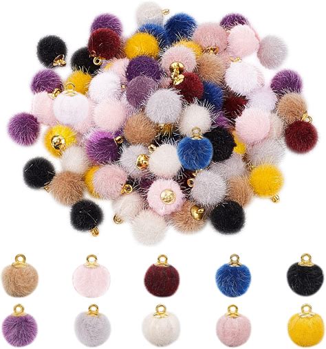 PandaHall 100pcs 10 Colors Breloques Boucles D Oreilles Pompons