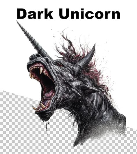 Une Affiche Avec Une Licorne Noire Furieuse Et Les Mots Dark Unicorn