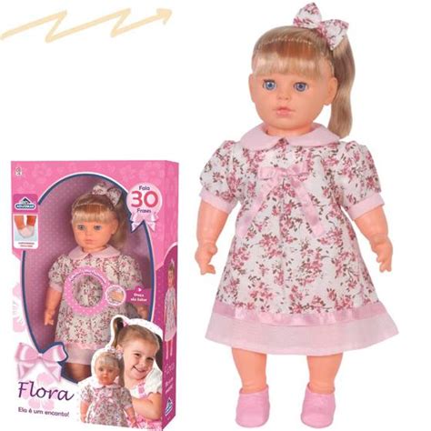Boneca grande Flora com olho móvel 30 frases - Adijomar Brinquedos ...