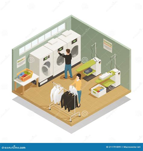 Laundry Equipment Isometric Composition Stock Vector Illustration Of