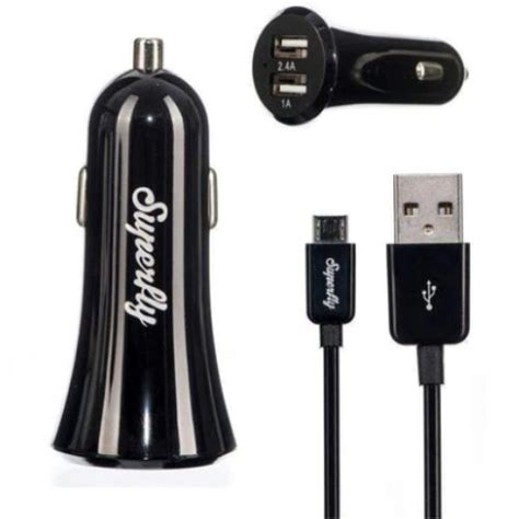 Superfly Dual Usb Car Charger With 1 2m Micro Usb Cable Black Mtn Deals