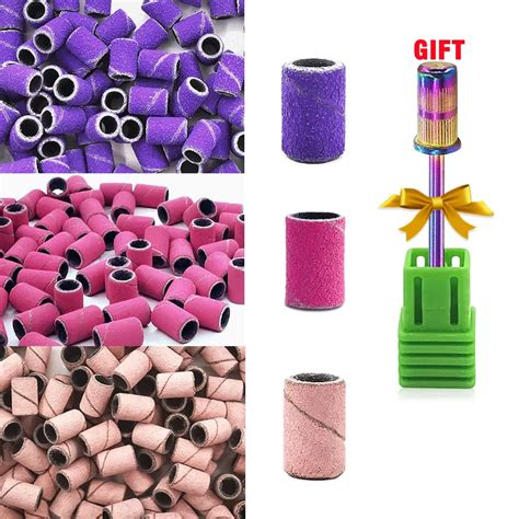 Sanding Bands 50pcs 3 Colors Efile Sanding Bands 180 Grit Purple 120 Grit Pink 240 Grit