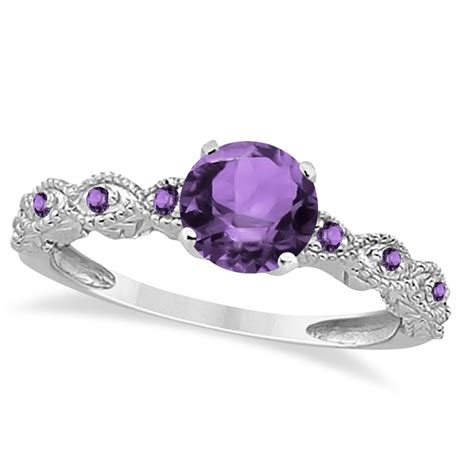 Vintage Style Amethyst Engagement Ring K White Gold Ct U