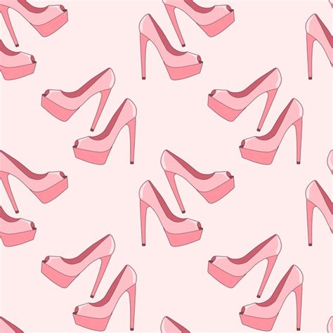 Premium Vector Cute Pink Seamless Pattern With High Heel Shoes Stiletto Background Print For