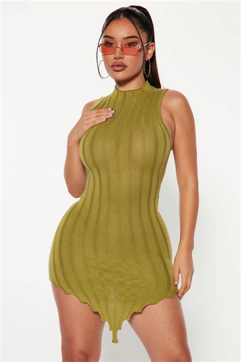 Marci Knit Mini Dress Olive Fashion Nova Dresses Fashion Nova