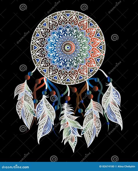 Mandala With Dreamcatcher Stock Vector Illustration Of Aztec