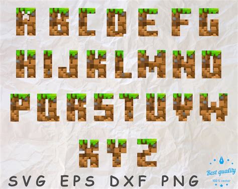 Minecraft Font Svg Minecraft Alphabet Minecraft Letters Etsy