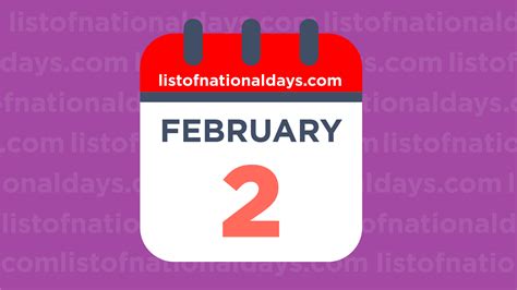 FEBRUARY 2ND: National Holidays,Observances & Famous Birthdays