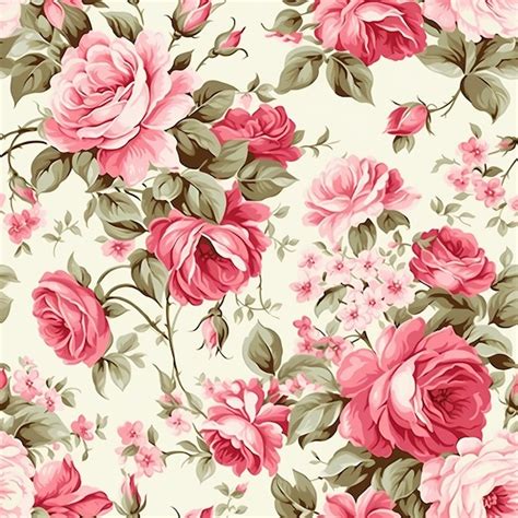 Premium Photo A Floral Wallpaper With Pink Roses