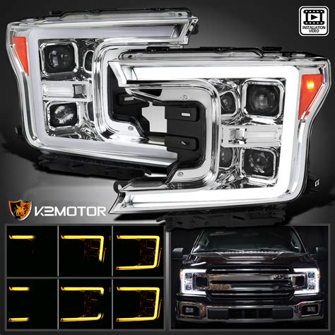 Fits 2018 2020 Ford F150 Projector Headlights Switchback LED Sequential