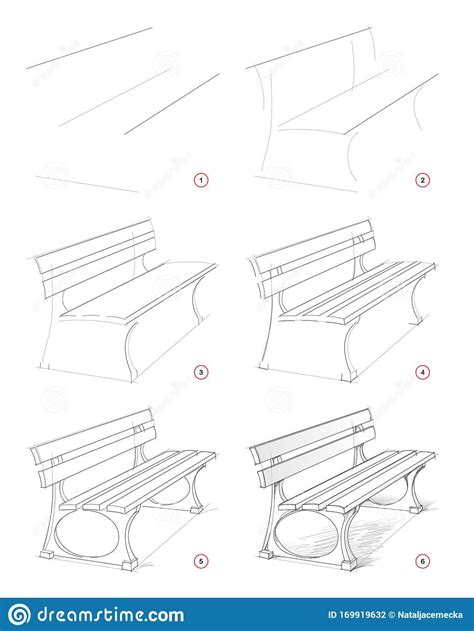 How To Draw Step By Step Sketch Of Imaginary Bench In The Park