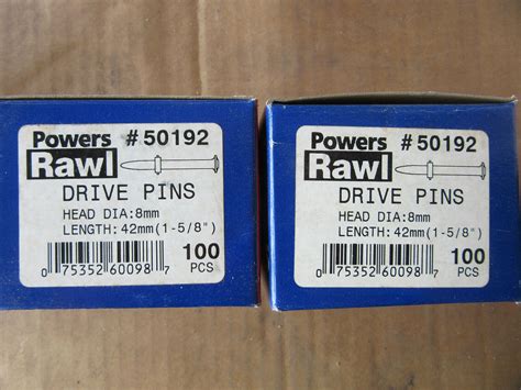 200 Powers Rawl 50192 Drive Pins 8mm X 1 58 New In Box Free