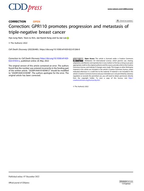 Pdf Correction Gpr Promotes Progression And Metastasis Of Triple