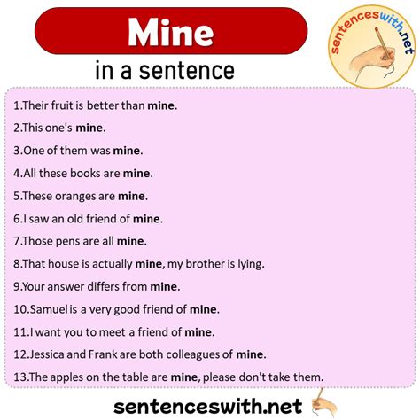 Mine In A Sentence Sentences Of Mine In English Sentenceswith Net