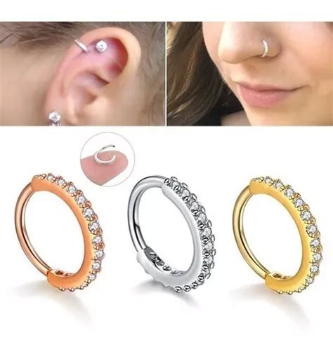 Piercing Cartilagem Nariz Argola Dourado Pedra Zirconia MercadoLivre