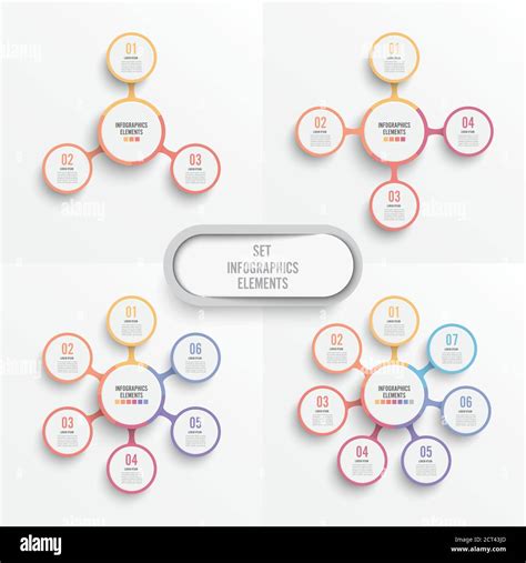 Establecer Plantilla Infográfica Vectorial Con Etiqueta De Papel 3d