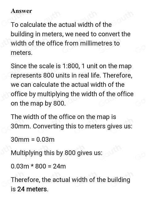 Solved The Measured Width Of The Office Is 30mm If The Scale Of 1