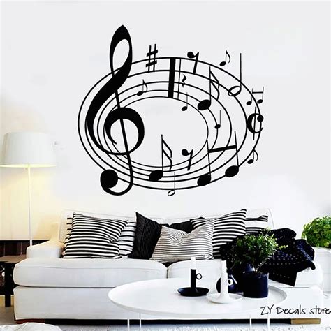 Musical Notes Wall Decals Music Art House Interior Room Wall Stickers Removable Art Mural Home ...