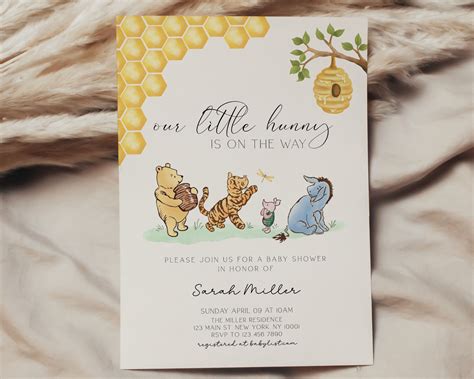 Classic Winnie The Pooh Baby Shower Invitation Bundle Winnie Etsy Canada