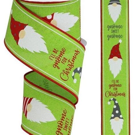 Christmas Gnome Wired Ribbon By The Roll 1 5 X 10 YARD Etsy