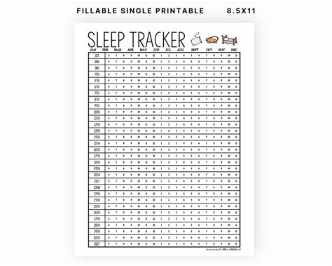 Sleep Tracker Printable And Fillable Pdf Etsy