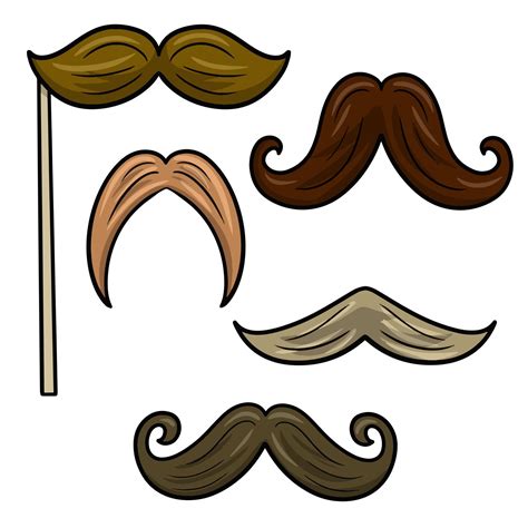 A Set Of Color Vector Monochrome Illustrations Funny Cartoon Mustache