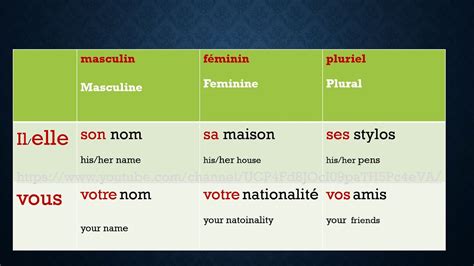 French Possessive Adjectives Les Adjectifs Possessifs Part 2 Youtube