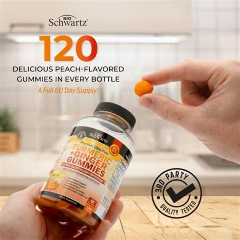 BioSchwartz Turmeric Curcumin Ginger Gummies 120 Gummies 60 Day