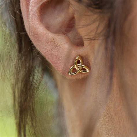 K Gold Trinity Knot Stud Earrings Shanore Irish Jewelry